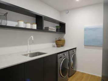 The laundry room at the Dream Lottery home at 1456 Byron Baseline Rd. (Photo by Miranda Chant, Blackburn News)