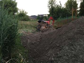 A pile of dirt dumped on the Howard Watson Nature Trail. Submitted Photo.