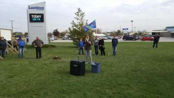 VP of OPSEU Local 240 Kevin MacKay speaks at Rally. October 27, 2017 (Photo by Colin Gowdy)