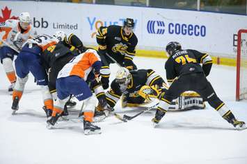 The Sarnia Sting taking on the Flint Firebirds. 20 February 2023. (Metcalfe Photography)