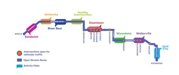 (Route of Open Streets Windsor 2025 courtesy of the City of Windsor)