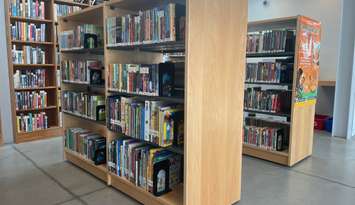 Bookshelves at the John Muir Branch of the Windsor Public Library, September 15, 2025. (Photo by Maureen Revait) 