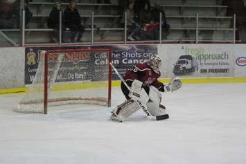 Chatham Maroons goaltender Brendan Johnston. February 26, 2017. (Photo by Matt Weverink)