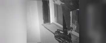 Picture of suspect entering a property in Chatham & stealing tools. (Photo courtesy of Chatham-Kent Police Service)