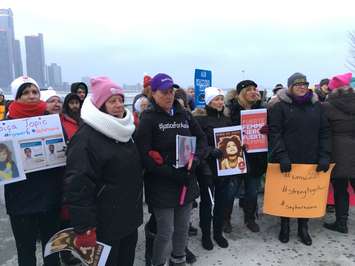 Murdered and missing women in the Windsor-Detroit area were remembered with a march and vigil at the Windsor riverfront Jan 17, 2019. (Photo by Paul Pedro)