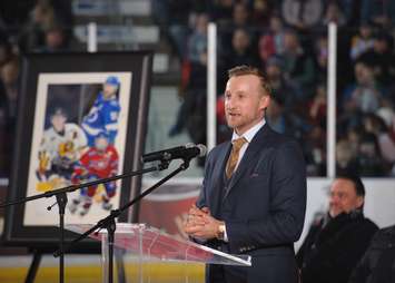The Sarnia Sting Raise Steven Stamkos' Number 91 To The Rafters - Jan 12/18 (Photo Courtesy of Metcalfe Photography)