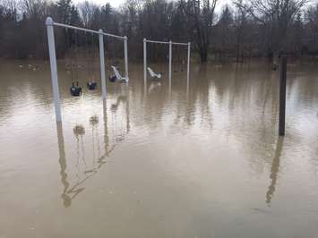 Flooding at Alexandra Park in Strathroy. February 21, 2018 (Photo by Melanie Irwin)