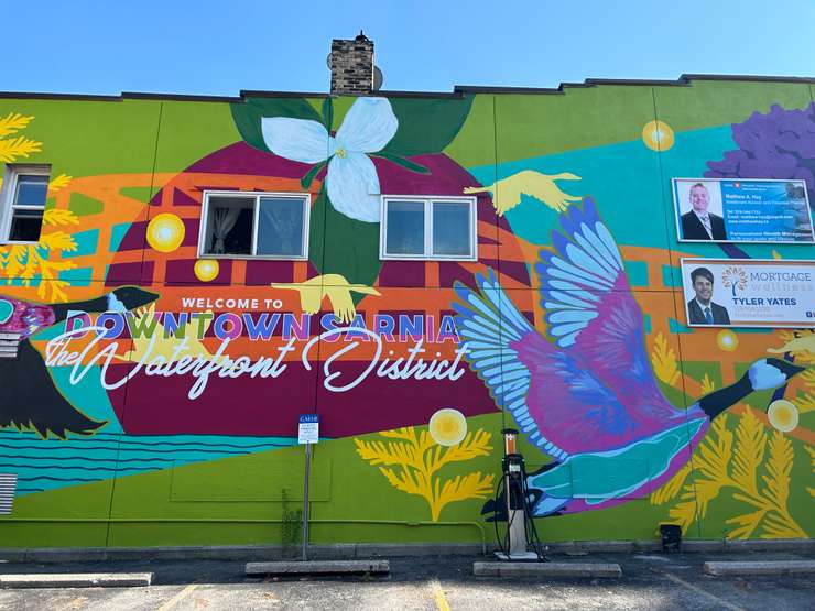 A new mural downtown Sarnia was unveiled near 215 Front Street North (Photo by: Lindsay Newman/ Blackburn Media)