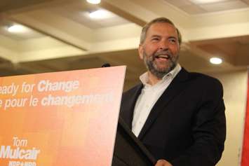Federal NDP Leader Tom Mulcair stops in Windsor on July 22, 2015. (Photo by Ricardo Veneza)