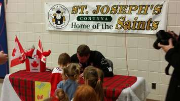 Olympic Champion Derek Drouin At St. Joseph's Catholic School Corunna - Nov 14/16 (Blackburnnews.com Photo By Jake Jeffrey)