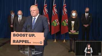 Premier Doug Ford announces further province wide restrictions, January 3, 2022. (via YouTube) 