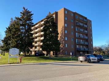 Sarnia police on scene of an explosion at 275 Finch Drive, December 13, 2021.  Photo by Melanie Irwin.