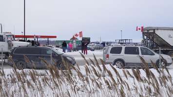 Supporters at the Flying J truck stop in Wyoming. January 27, 2022. (Photo by Natalia Vega)