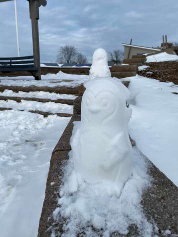 Snow penguin at Centennial Park. Blackburn Media photo by Melanie Irwin. 