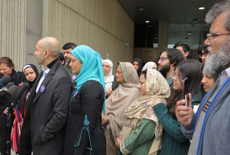 Afzaal family members speaking to the media after sentencing, Feb. 22, 2024 (Photo by Tamara Thornton, Blackburn Media)