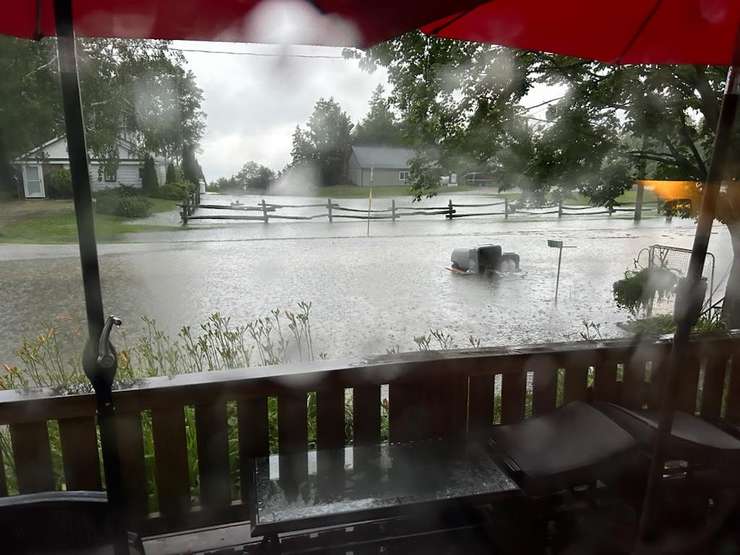 July 2023 flooding in Cedarview Subdivision in Lambton Shores. Photo submitted by Anita Cramp. 