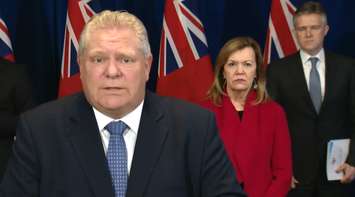 Doug Ford addresses the media on March 28, 2020