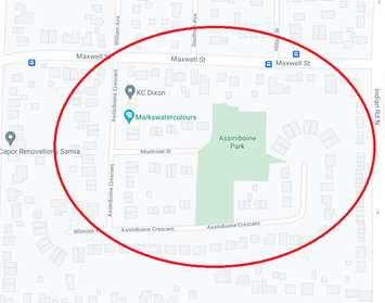 Sarnia police are asking residents in the area of Montrose Street to remain indoors as they investigate barricaded persons (Photo courtesy of Sarnia police)