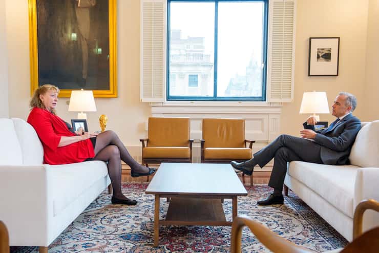 Sarnia-Lambton-Bkejwanong MP Marilyn Gladu sits with Prime Minister Mark Carney. April 8, 2026. (Photo courtesy of Mark Carney via X)