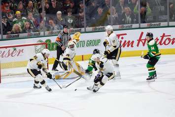 The Sarnia Sting taking on the London Knights in Game 2 of the OHL Western Conference final. 30 April 2023. (Metcalfe Photography)