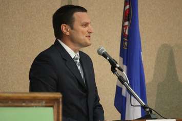 Essex Conservative candidate speaks at a debate, September 30, 2015. (Photo by Jason Viau)