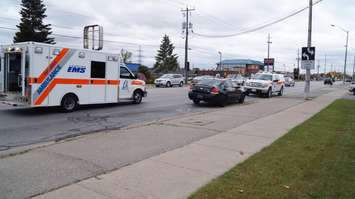 Sarnia police, fire and EMS responded to the collision October 13, 2015 (BlackburnNews.com Photo by Briana Carnegie)