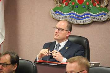 Mayor Drew Dilkens is pictured as Windsor city council debates hiring an in-house auditor general on October 29, 2015. (Photo by Ricardo Veneza)