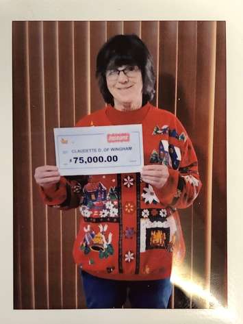 Wingham's Claudette Doiron wins an OLG prize in December of 2020. (Photo courtesy of the OLG)