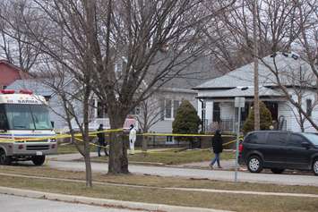 Police investigate a homicide at a home in the 200 block of Essex Street January 24, 2021 (BlackburnNews.com photo by Dave Dentinger)