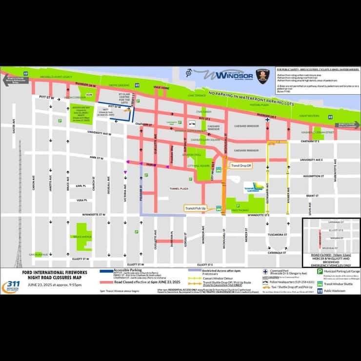 Provided by the City of Windsor and the Windsor Police Service. 