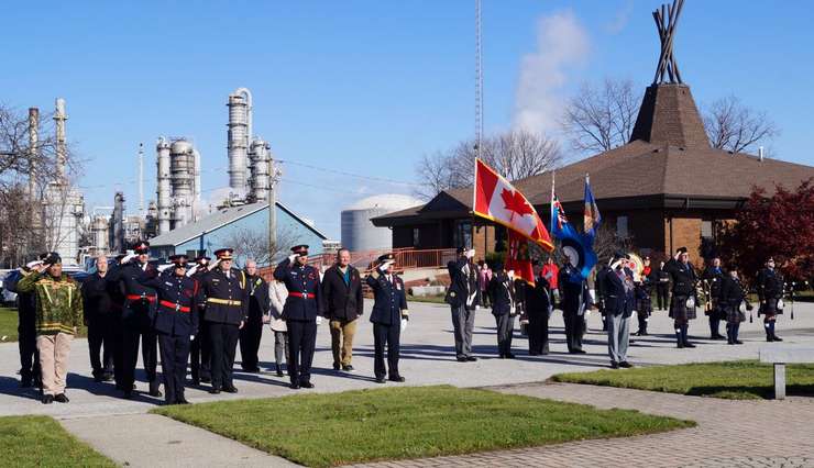 Remembrance Day service held at Aamjiwnaang First Nation. November 10, 2023. (Photo by Natalia Vega)