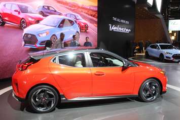 The 2019 Hyundai Veloster is displayed the North American International Auto Show in Detroit, January 15, 2018. Photo by Mark Brown/Blackburn News.