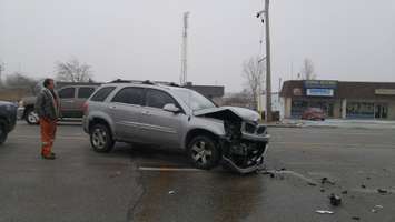 Two-vehicle collision right outside our Blackburn Radio Station. Dec 13, 2017. (Photo by Colin Gowdy)