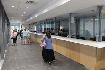 The new customer service booths are seen at the New Windsor City Hall, May 26, 2018. Photo by Mark Brown/Blackburn News.