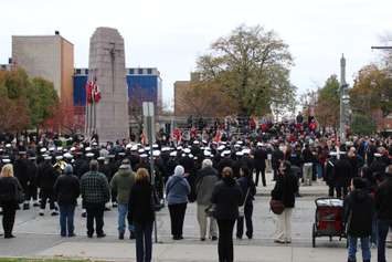 Hundreds gather at Windsor's cenotaph during a Remembrance Day ceremony on November 9, 2014. (Photo by Jason Viau)