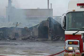 Truck loading bays destroyed (blackburnnews.com photo)