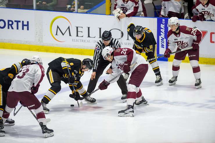 Sarnia Sting home to Peterborough, Jan 3, 2024. Photo by Metcalfe Photography. 