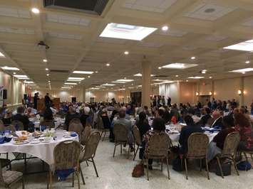 The two top contenders for the mayor's seat in Windsor faced off at the Windsor-Essex Regional Chamber of Commerce debate at the Fogolar Furlan Club. Oct 10, 2018. (Photo by Paul Pedro)