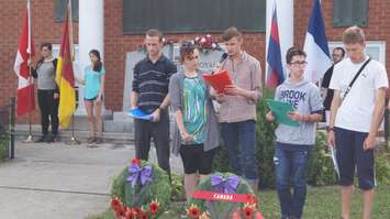 45 young students from Normandy commemorated Canadian soldiers who fell in the liberation of France during World War II.  August 18, 2015 (BlackburnNews.com Photo by Briana Carnegie)