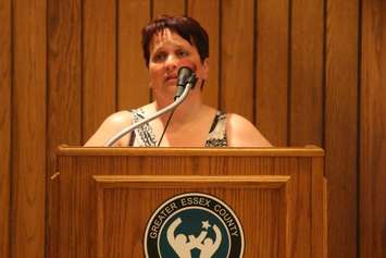 Residents from the Harrow and Amherstburg areas press public school board trustees to keep their schools open at the GECDSB regular meeting on September 15, 2015. (Photo by Ricardo Veneza)