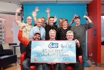 Photo of ten Windsor hospital workers who won $5.8-million courtesy of Ontario Lottery and Gaming Corporation.