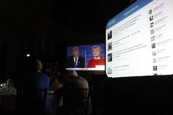 A viewing party for the first US presidential debate between Hillary Clinton and Donald Trump is held at the Water's Edge Event Centre in Windsor on September 26, 2016. (Photo by Ricardo Veneza)