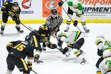 The Sarnia Sting hosting the London Knights.  20 March 2022.  (Metcalfe Photography)