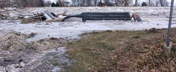 River waters less than a foot away from spilling over the dike and into local residential properties. February 8, 2019. (Photo by Greg Higgins)