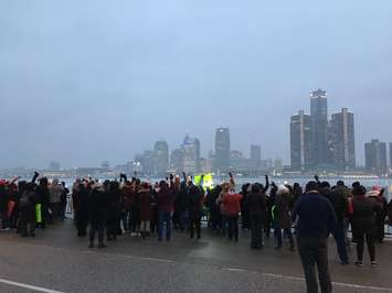 Murdered and missing women in the Windsor-Detroit area were remembered with a march and vigil at the Windsor riverfront Jan 17, 2019. (Photo by Paul Pedro)