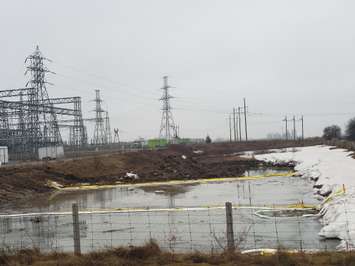 Backhoes were seen digging in this area, which is beside a large Hydro One transformer substation near Seaforth (Photo by Adam Bell)