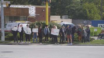 Students from Northern Secondary taking part in a climate walkout in Sarnia. October 4, 2019. (BlackburnNews.com photo by Colin Gowdy)
