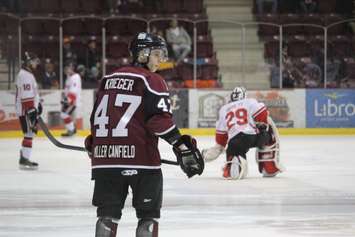 The Chatham Maroons take on the Leamington Flyers, March 24, 2016. (Photo by Matt Weverink)
