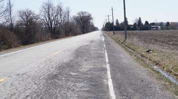 Road conditions on Waterworks Rd. near Lakeshore Rd. April 2016. (BlackburnNews.com Photo by Briana Carnegie)
