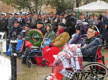 Veterans attend the Remembrance Day ceremony  in Victoria Park, November 11, 2019. (Photo by Miranda Chant, Blackburn News)